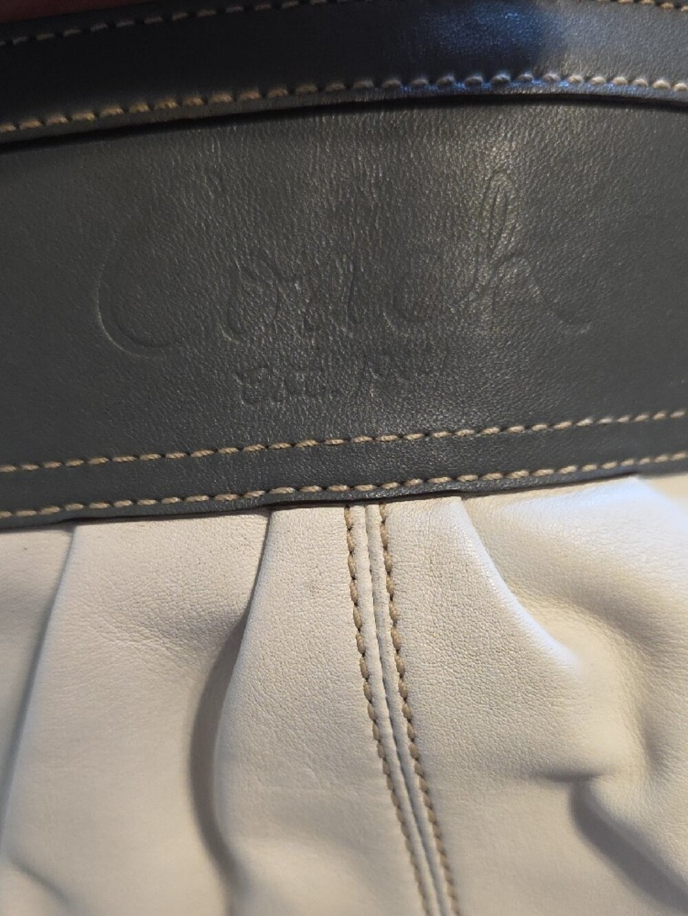 Coach Two-Tone Cream and Dark Gray Shoulder Tote - Picture 2 of 13